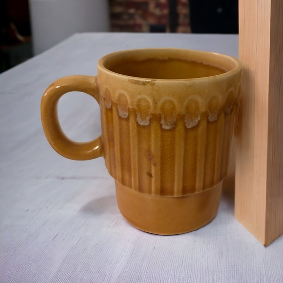 MCM Brown Ceramic Pottery Mugs Set of 5 Japan glaze mid century boho 70s - Picture 6 of 6